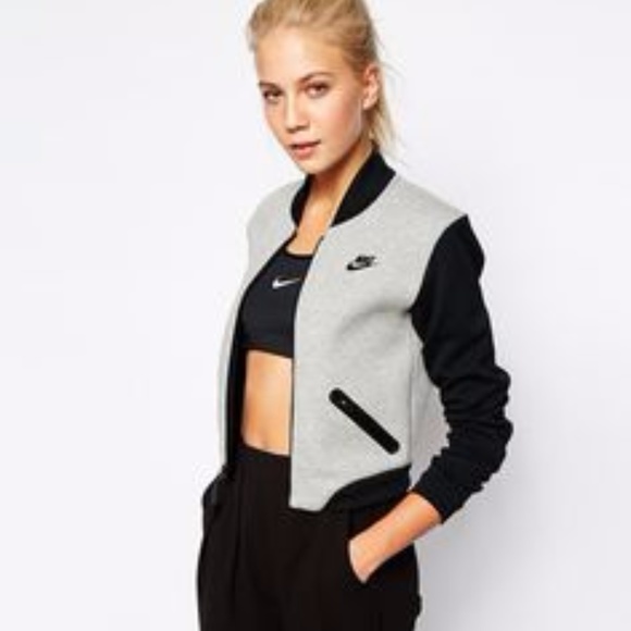 nike grey bomber jacket